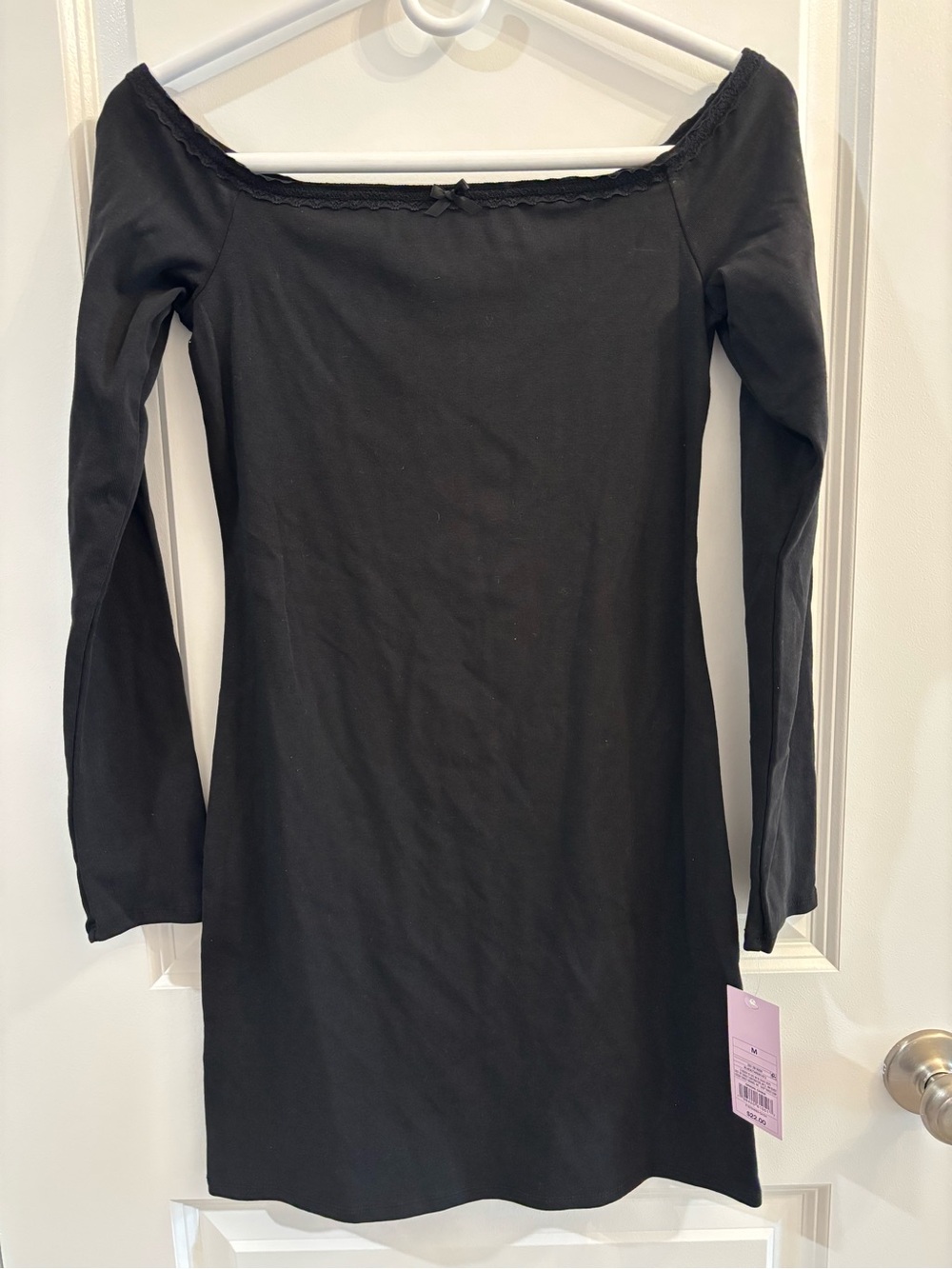 Women’s Black Long Sleeve Bodycon Off the shoulder Mini Dress - Wild Fable - NWT